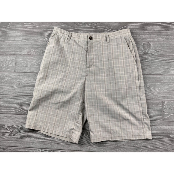 adidas Other - Adidas Shorts Mens 32 Tan Plaid Casual Summer Outdoors Sports Golf Logo Men